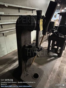12 Ton, Dake #4, arbor press, 10 throat, 20" work diameter, 5-1/4" arbor diameter, adjustable table height