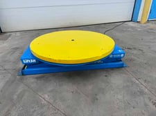3000 lb. Bishamon #13K-TT, hydraulic scissor lift table, 43.750" raised height, 43" table diameter, 1 HP, 2021
