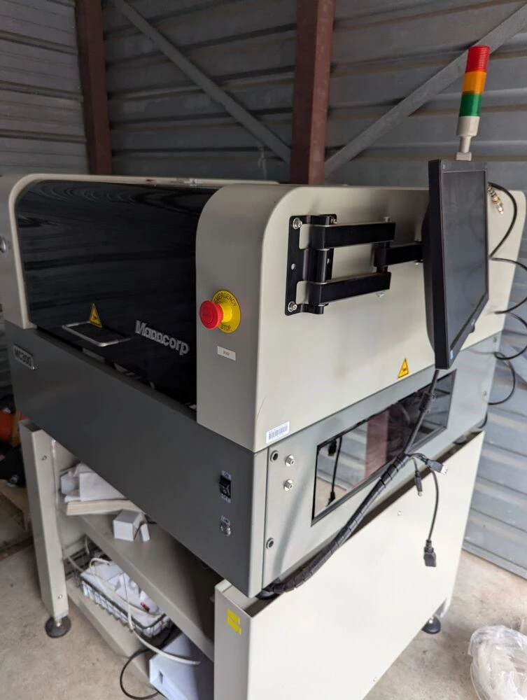 Manncorp #MC300, SMT pick and place machine, 11-13/16" x 13-3/4" PCB work area, 2018