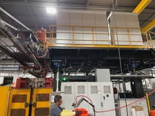 PET-ALL #AH-1000L, Accumulator Style Blow Molder, 2 Heads, 125 mm (4.92" ) screw, 98" width x 59" H platen