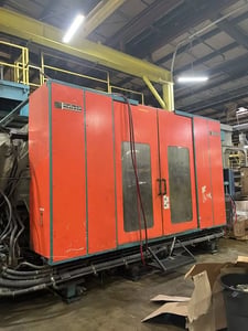 Cincinnati #T3000W-D120G-35, Blow Molder, 2 Heads, 340 Ton, 4.72" (Grooved) screw, 35 Lbs / 20 L shot, 460