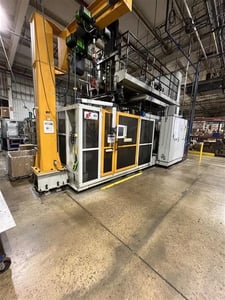 ST #TA150-ASPI, All Electric 3-D Suction Blow Molder, 22 Ton, 27.5" X 31.4" platen, 3.5 Lbs. shot, 2011
