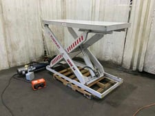 4000 lb. Plafolift #PFS-4096, hydraulic lift table, 33" x 72" table, 58" raised height, 1.5 HP