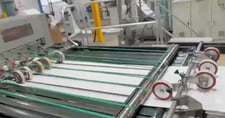 57" SHM #1400-DK, Dual Rotary Sheeter, (2) shaftless floor pick-up unwind stands, shear slitting, automatic