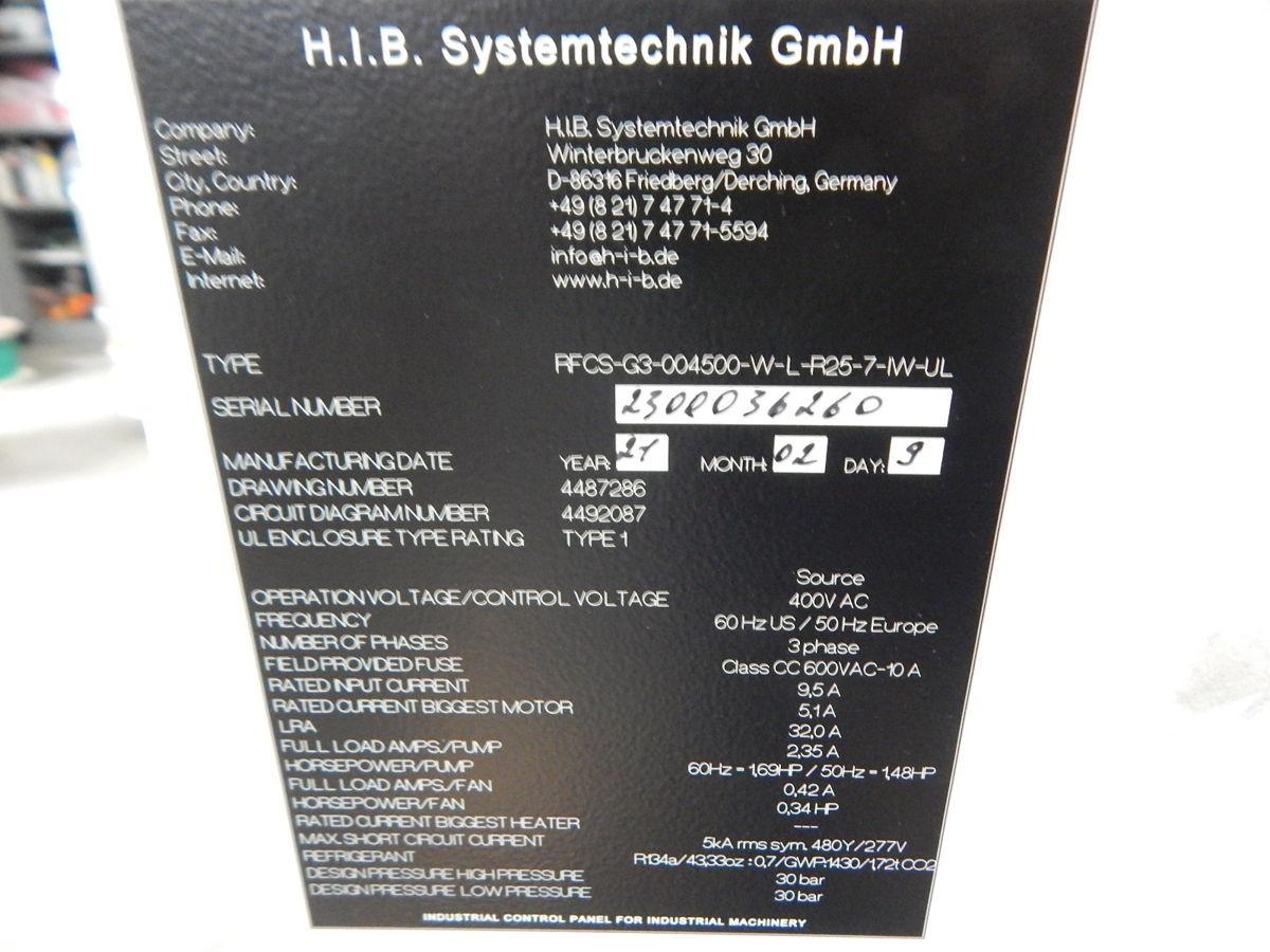 H.I.B. Systemtechnik #RFCS-G3-004500-W-L-R25-7-IW-UL, Chiller, 4.5 KW, R134a, 2021