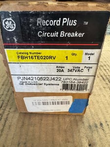 General Electric FBH16TE020RV Circuit Breaker 347VAC Open Box Unused