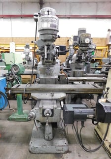 Bridgeport #J, vertical mill, 9" x48" tbl., 1 HP, 12" X, 30" Y, 16" Z, 60-2800 RPM, R-8, servo 150 X-Axis