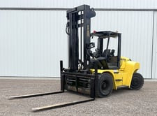 21000 lb. Hyster #H210HD2, forklift, 144" lift height, Cummins QSB 4.5 diesel engine, solid tires, 2-stage