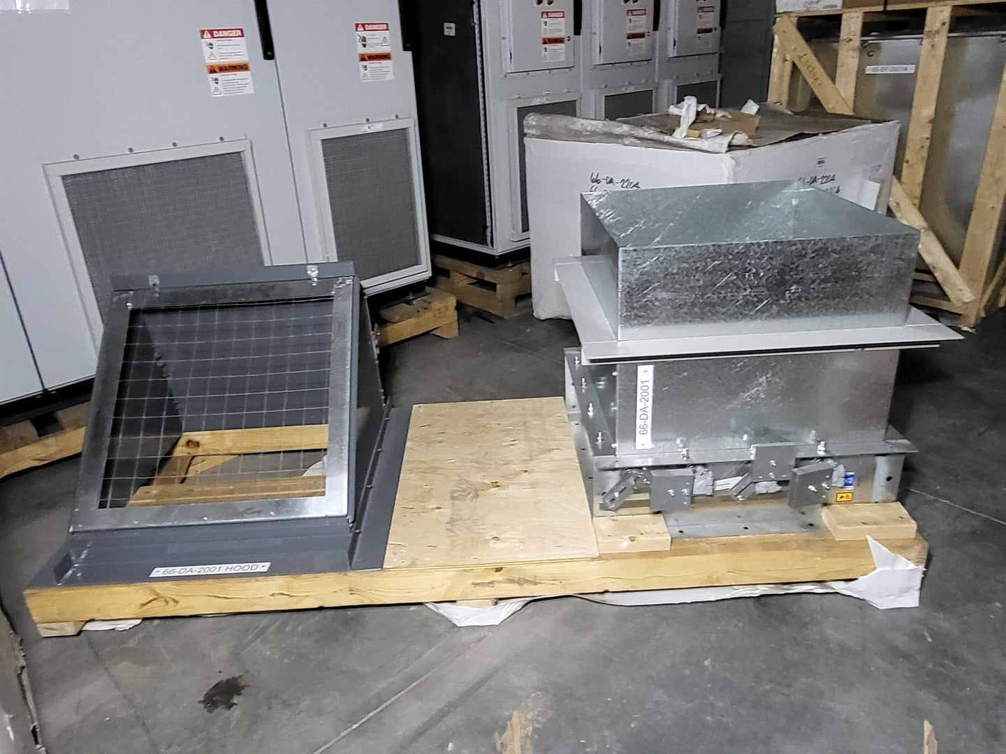 Greenheck #HPR-12024X24, 24" x 24" Backdraft Damper w/ Exhaust Hood & Bird Screen, new surplus