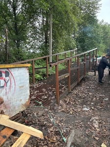 28 ft X 6.6 ft Ramp and 9 ft x9 ft Deck