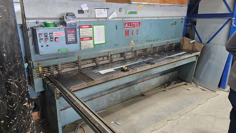 Allsteel #1/4---10, 120" x 1'/4" Hydraulic Guillotine Shear w/ Powered Backguage, 1997