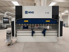 100 Ton, MVD #A100-3100, CNC Hydraulic Press Brake, 122" bed length, 8.3" stroke, 1.1' throat, Delem DA-53T