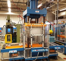 150 Ton, Wabash #DAV-150H-15-BPX, shuttle press, 22 stroke, 12" cylinder, 15" x 15" electrically heated