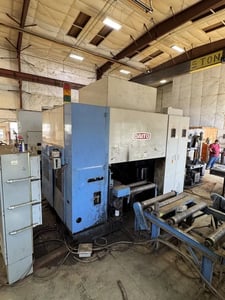 Daito #CSDII-1050, CNC beam drill saw line, 40" max beam width, (3) 20 HP drill spindles, 100 FPM feed, 2008