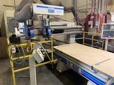 Komo #VR-408-P, CNC router, 48" x 96" table, (2) spindles, (3) drill heads, Fanuc OM Control, 1995 (2
