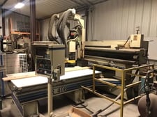 Komo #VF408P, CNC router, 48" x 96" traveling table, (4) spindles, 15,000 RPM, Fanuc Control, 1996