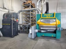 Fladder #AUT-1000-VAC, deburring machine, 39.37" vacuum belt, (6) spindles, 3.93" max part height, 2011