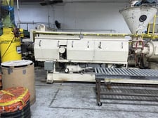 PTI strand die pelletizing line, 32:1 L/D vented extruder, 200 HP, 800-1,200 Lbs/Hr, PTI Control, 1992