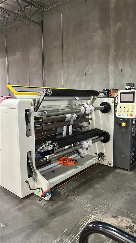 Karlville #HS-Pro-1300, shrink sleeve slitter rewinder, 51.18" max web width, 500 m/min