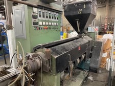 2-1/2" Hobbs William, single screw extruder, 24:1 L/D, air cooled, 40 HP DC drive
