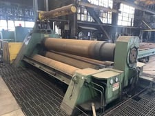 144" x 1-1/2" Haeusler #VRM-HY, 4-roll hydraulic plate bending roll, 23-1/2" top roll, 150 HP, 1978