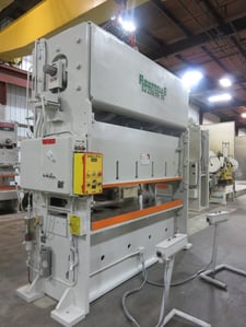200 Ton, Rousselle #200SS, straight side double crank press, 4" stroke, 17" Shut Height, 96" x36" bed, 16"