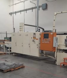 Brown roll-fed thermoformer, 50" x 75" max mold, 120" ovens, 175 Ton trim press, completely rebuilt, 1996