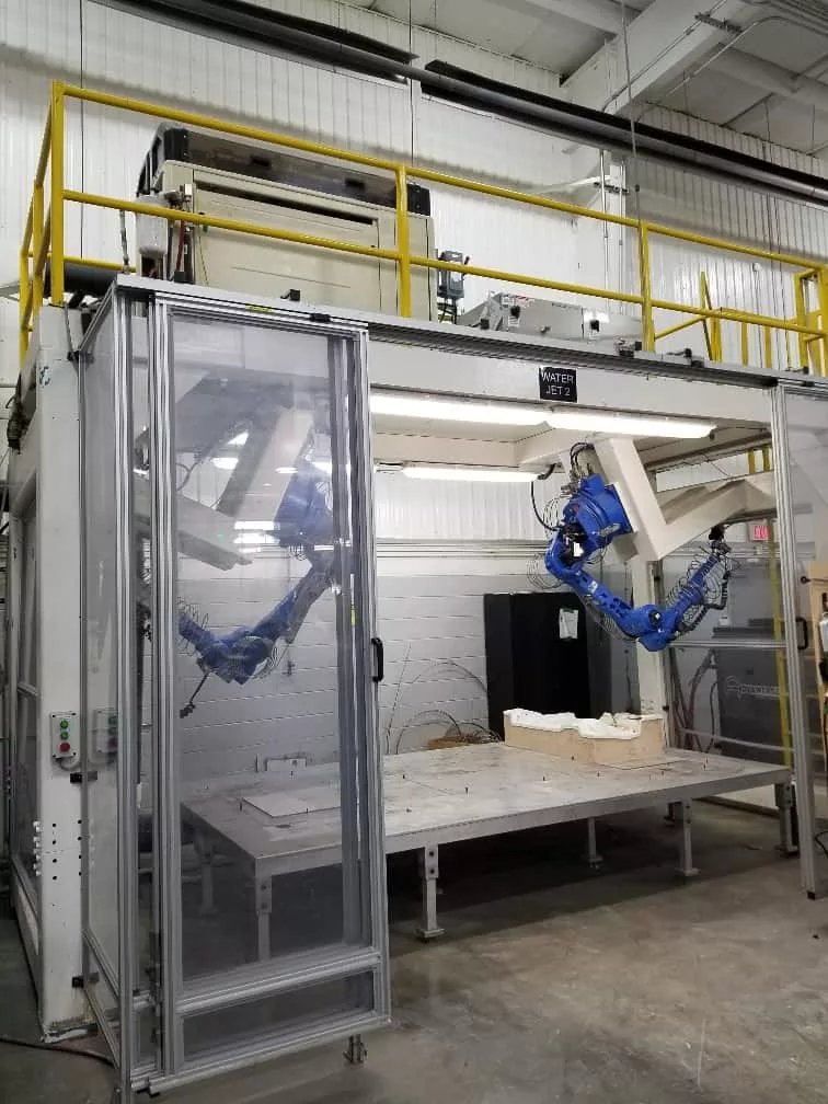 Yaskawa Motoman #HP20D, robotic waterjet cutting system, 7.1' x 12.1' table, 50 HP pump, DX100 Control, 2015