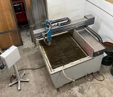 Flow #Mach-100-1313, CNC waterjet cutting system, 4.3' x 4.3' table, 30 HP pump, 60,000 PSI, Flowmaster