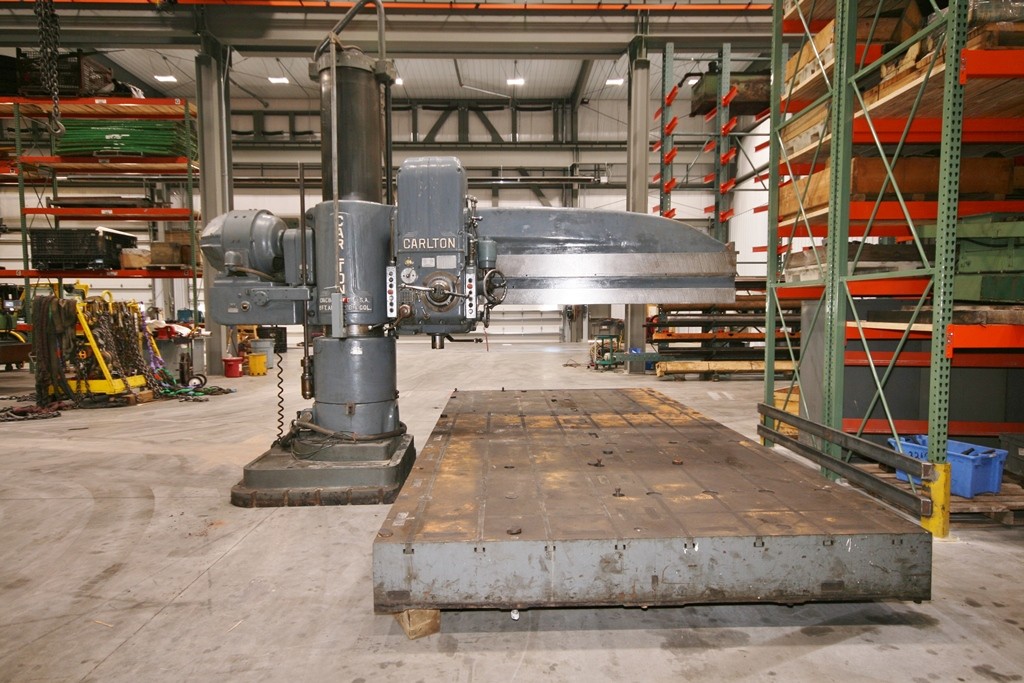 8' -19" Carlton, Radial Drill, Lever Shift, 20" Spindle Travel, 4" Spindle diameter, #6 MT