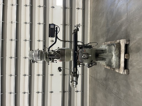 Bridgeport Step Pulley Vertical Knee Mill, 9" x 42" Table, 1 HP, R8, Powerfeed, 2-Axis digital read out, 4"