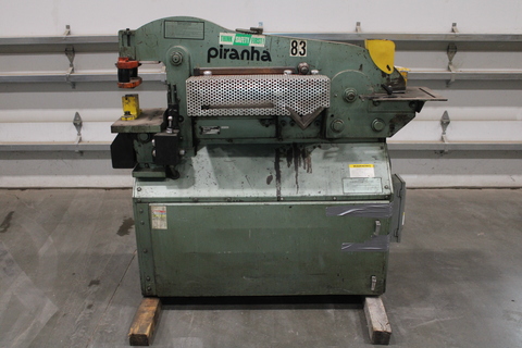 5" x 5" x 3/8" Piranha #P-50, Ironworker, 50 Ton, 8" Throat, 14-5/8" Plate Shear, Coper Notcher, 10 HP