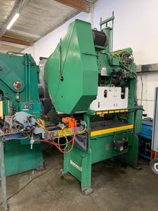 60 Ton, Rousselle #6SS44, Straight Side Double Crank Press, 2" stroke, 3" adj., 22" x44" bed, 14" Shut