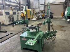 Redin #72, deburring machine, 3-jaw 12" chuck, power elevation, (2) adjustable arms/columns