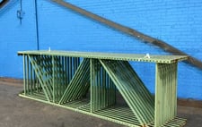 144" x 40" Pallet Racking Uprights, Tear Drop (2 available)