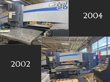20 Ton, Lvd Strippit #Global-20/1215, CNC turret punches, 98.4" x 49.2" sheet, GE Fanuc 180i-PB, 2004 & 2002