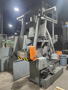 12 cu.ft. Pangborn #12GN-6R, rubber belt tumble barrel blast machine w/parts elevator, 2002