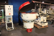 10 cu.ft. Rosler #RI300S, vibratory finisher, 51" diameter, 15" bowl, internal parts separator, VFD, compound