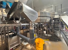 Produce Flume Wash System, Stainless Steel, 20" flume width, 100' conveying path, hydro sieve water recovery