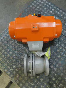 4" Bettis #DS1600, Ball Valve, 120 PSIG, w/ Rack & Pinion Pneumatic Actuator, CF8M 316 Stainless Steel, unused