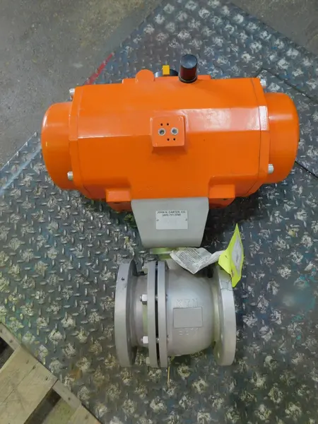 4" Bettis #DS1600, Ball Valve, 120 PSIG, w/ Rack & Pinion Pneumatic Actuator, CF8M 316 Stainless Steel, unused