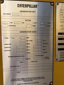 1000 KW Caterpillar #3508B, diesel generator set, 457 hours, 277/480 Volts, 3-phase, 12 Wire, sound