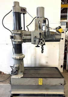 3' -8" Arboga #RLM-3508, radial drill, 70-1350 RPM, #4MT, power elevation, box table, 3 HP