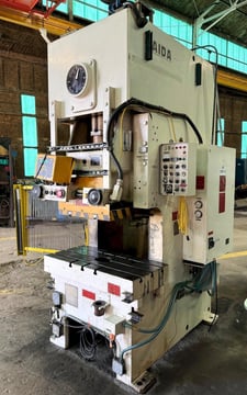 121 Ton, Aida #C1-11, gap frame press, 42" x 20" bed, 4.3" stroke, 50-100 SPM