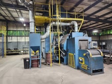 Viking #MB2424/VK4300, mesh belt shot & wash line, 3-15 FPM, 4 blast wheels, dust collector