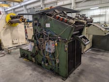 10000 lb. Mecon #100CCS-24, coil cradle & straightener comb, 24" W x .250" stock, (7) 4" diameter rolls
