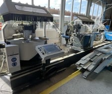 Elumatec #DG-244, automatic double end miter saw, 19.6' bed, 14-3/4" min cut length, 21-5/8" blade, 2250 RPM