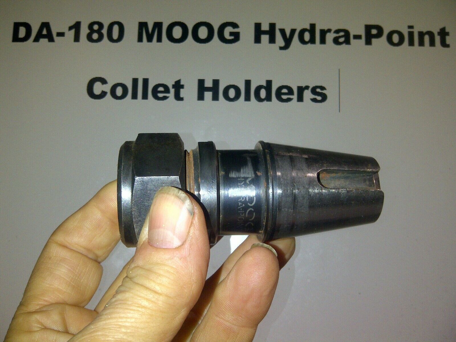 Moog #DA-180, collet holders, Hydra-Point, taper shank, w/ covers, lot of 10