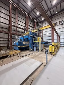 Wheelabrator, conveyor blaster, 6' x 36" opening, 72" width x 12" H plate capacity, 24" width x 36" H beam