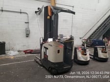 4,500 lb. Crown #RM6025-45, electric reach truck, narrow aisle, 36 V., high-visibility mast, 2019